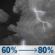 Tonight: A chance of showers and thunderstorms between 8pm and 9pm, then showers and thunderstorms between 9pm and 4am. Mostly cloudy, with a low around 61. Southwest wind around 3 mph. Chance of precipitation is 80%. New rainfall amounts less than a tenth of an inch possible. Tonight: Chance Showers And Thunderstorms then Showers And Thunderstorms